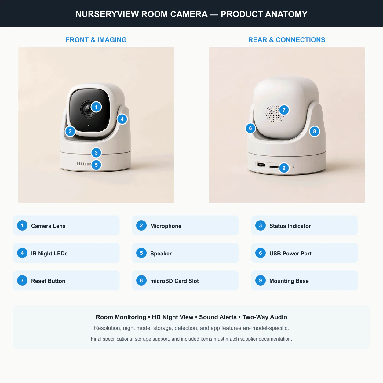 ARCCTV NurseryView Room Camera product anatomy